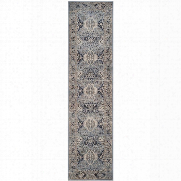 Safavieh Vintage 9' X 12' Power Loomed Rug In Light Blue And Ivory