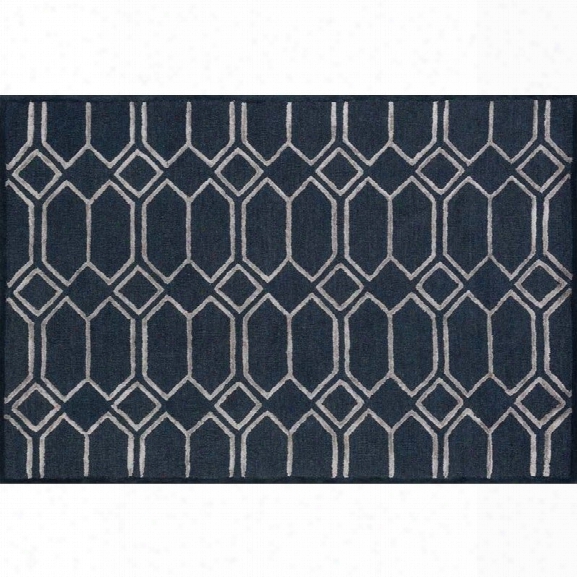 Loloi Panache 7'6 Round Wool Rug In Indigo And Silver