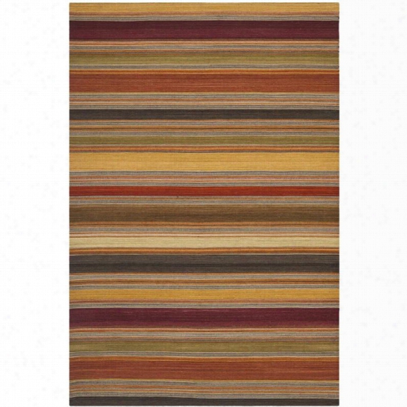 Safavieh Striped Kilim 10' X 14' Hand Woven Wool Pile Rug In Gold