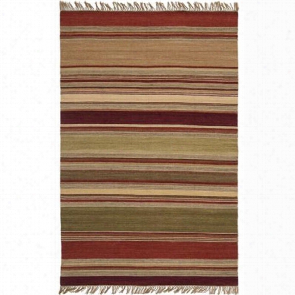 Safavieh Striped Kilim 10' X 14' Hand Woven Wool Pile Rug In Red