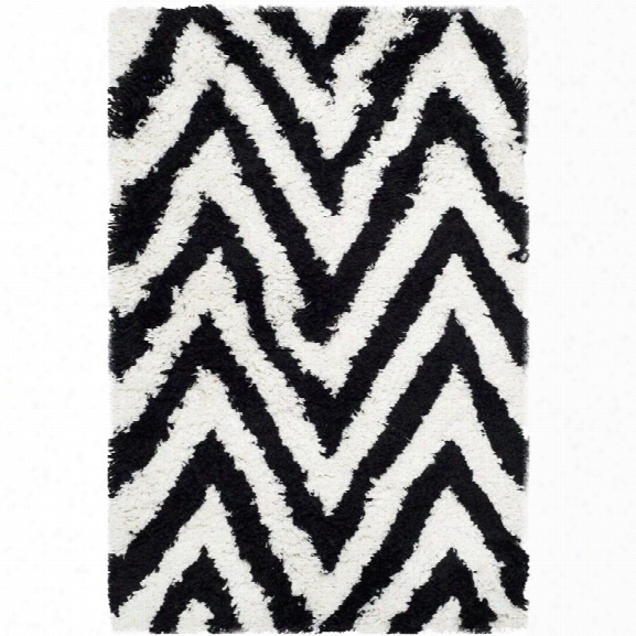 Safavieh Shag 8'9 X 12' Hand Tufted Acrylic Rug In Ivory And Black