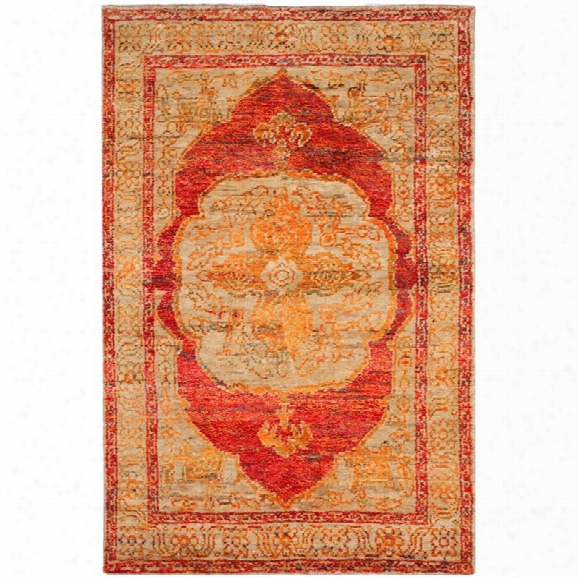 Safavieh Tangier 8' X 10' Hand Knotted Rug In Red Orange And Beige