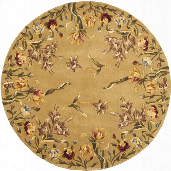 Kas Emerald 7'6 Round Hand-tufted Wool Rug In Gold