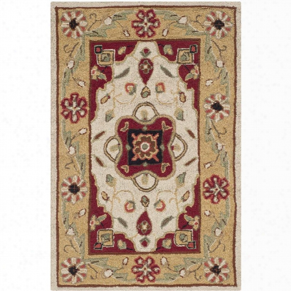 Safavieh Durarug 9' X 12' Hand Hooked Rug In Creme And Red