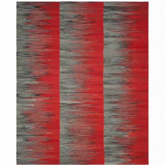 Safavieh Kilim 8' X 10' Hand Woven Wool Pile Rug In Red And Charcoal