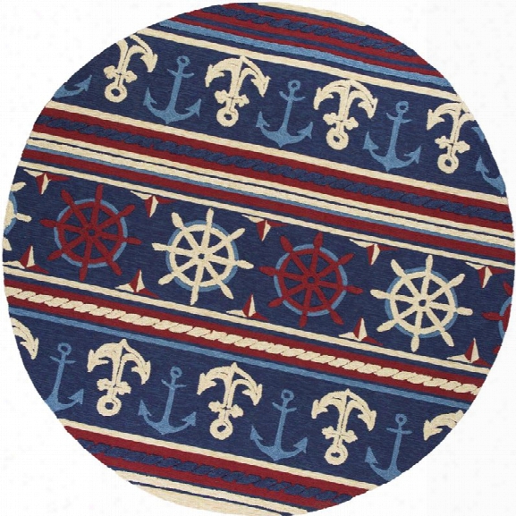 Kas Meridian 7'6 Round Hand-hooked Rug In Navy