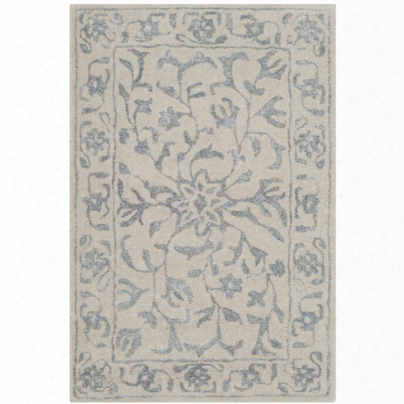 Safavieh Glamour 9' X 12' Hand Tufted Wool Rug In Silver And Ivory