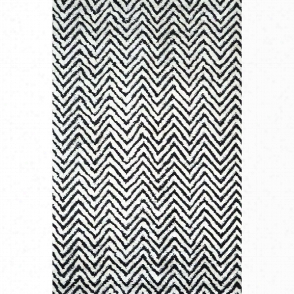 Nuloom 7' 6 X 9' 6 Hand Knotted Viscose Chevron Kelli Rug In Black