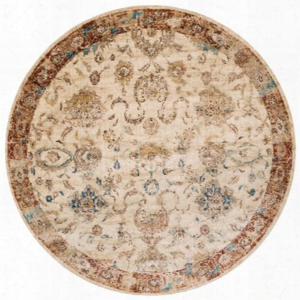 Loloi Anastasia 9'6 Round Rug In Ant Ivory And Rust