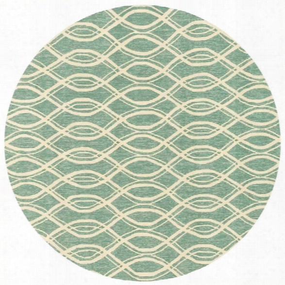 Loloi Venice Beach 7'10 Round Hand Hooked Rug In Turquoise Ivory