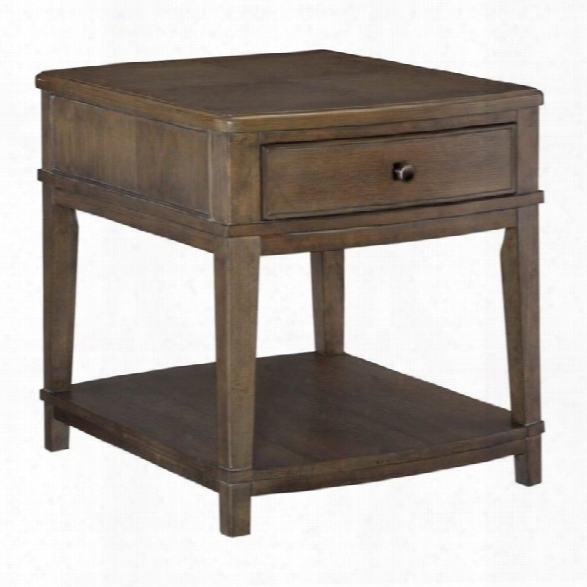 American Drew Park Studio 1 Drawer Wood End Table In Taupe