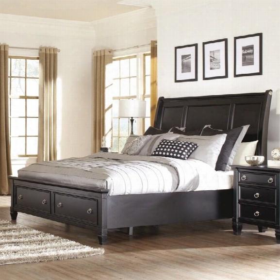 Ashley Greensburg Wood California King Sleigh Drawer Bed In Black