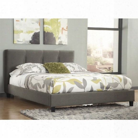 Ashley Masterson Tufted Upholstered King Panel Bed In Gray