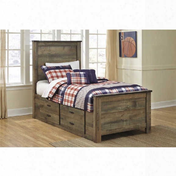 Ashley Trinell Twin Panel Bed With Underbed Storage In Brown