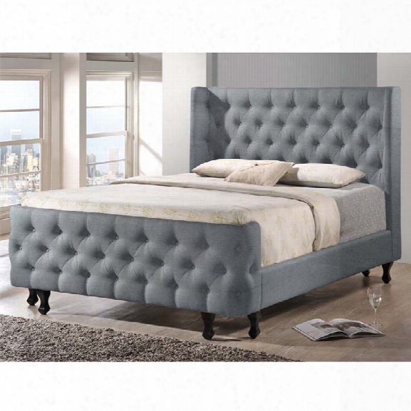 Baxton Studio Francesca Tufted Queen Panel Platform Bed In Gray