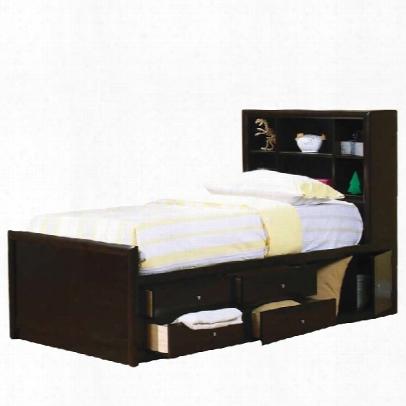 Coaster Phoenix Bookcase Storage Bed In Cappuccino Finish-twin