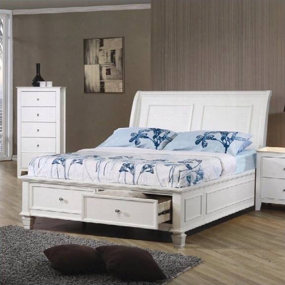 Coaster Sandy Beach Full Sleigh Bed In White Finish-twin Size