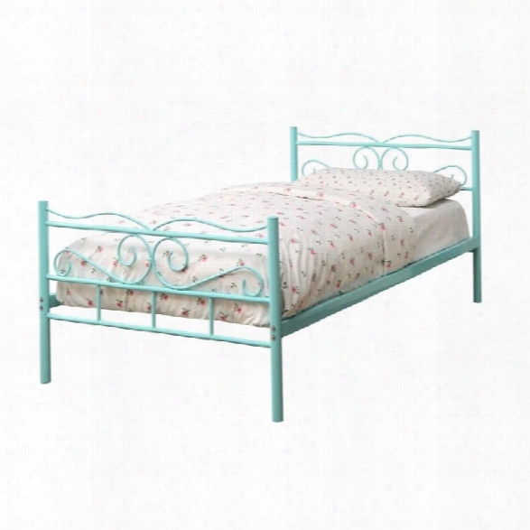 Coaster Twin Iron Bed With Headboard In Mint Green