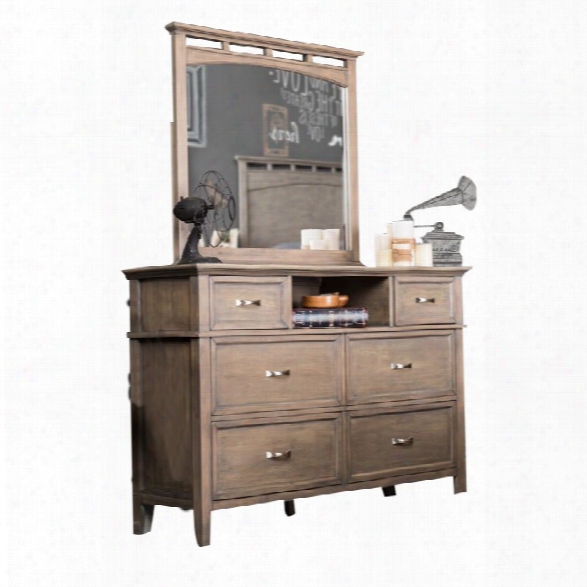 Furniture Of America Ackerson 6 Drawer Dresser And Mirror Set In Oak