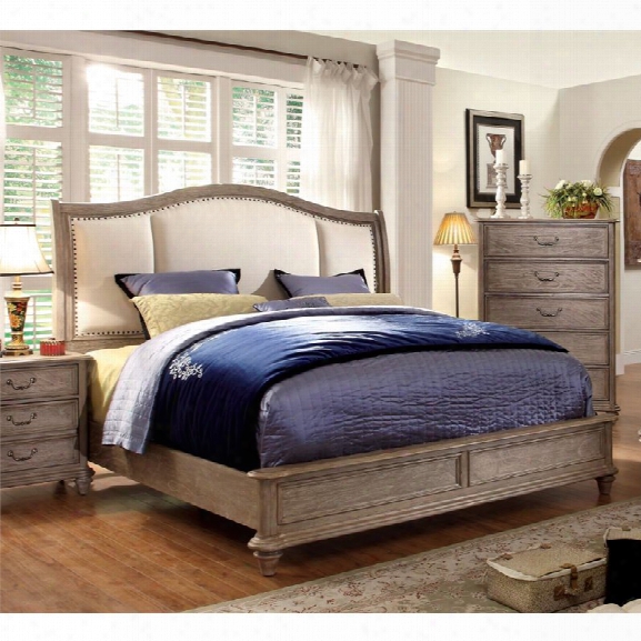 Furniture Of America Bartrand King Upholstered Bed In Castle Gray