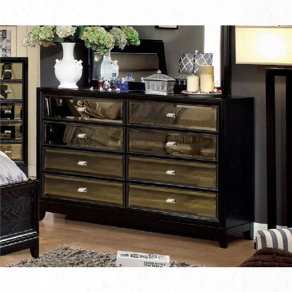 Furniture Of America Bettyann 8 Drawer Mirror Panel Dresser In Black