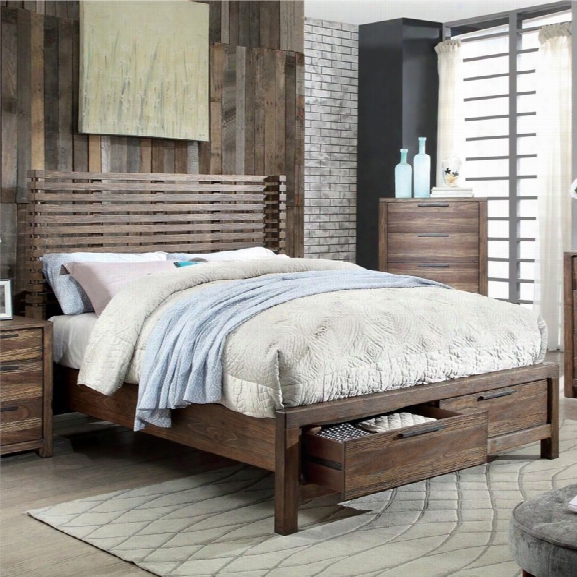 Furniture Of America Bickson King Storage Bed In Natural Rustic Tone