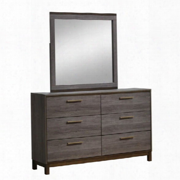 Furniture Of America Charlsie 6 Drawer Dresser And Mirror Set In Gray