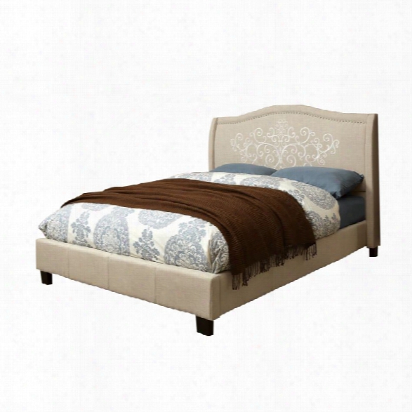 Furniture Of America Dania Embroidered California King Bed In Gray