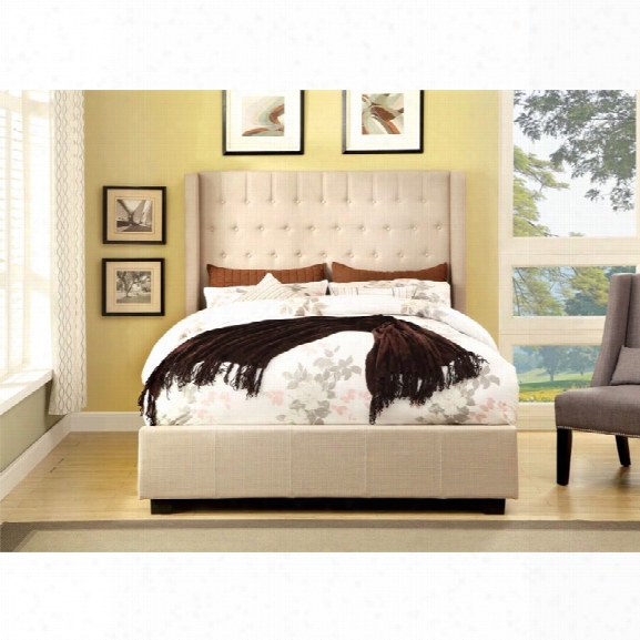 Furniture Of America Elm King Tufted Upholstered Bed In Ivory