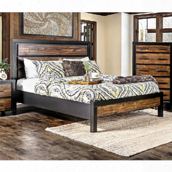 Furniture Of America Idina Two Tone King Bed In Black And Oak