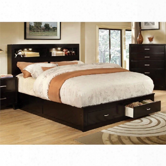 Furniture Of America Louis Queen Storage Bookcase Bed In Espresso