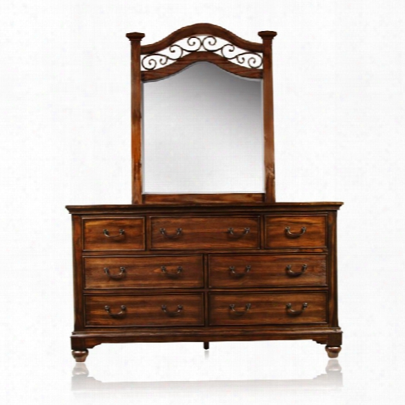 Furniture Of America Makayla 7 Drawer Dresser And Mirror Set In Oak