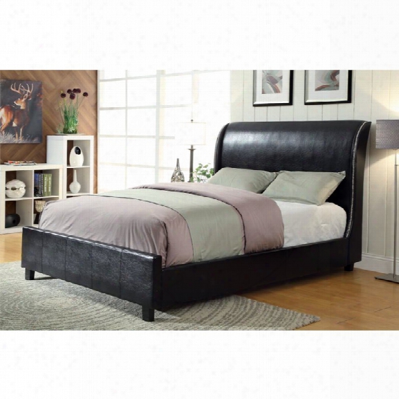 Furniture Of America Marianna Queen Leather Low Profile Bed In Black