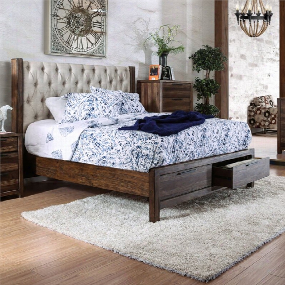 Furniture Of America Oliva King Storage Bed In Natural Rustic Tone