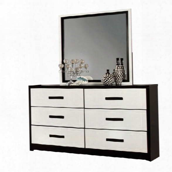 Furniture Of America Pillwick 6 Drawer Dresser And Mirror Set In White