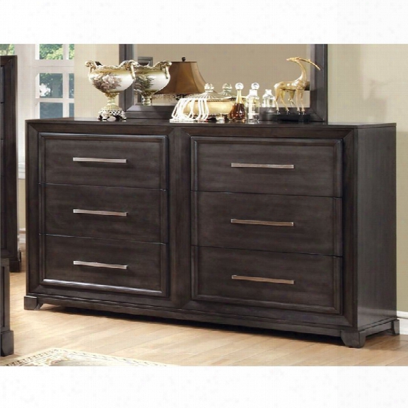 Furniture Of America Prather 6 Drawer Dresser In Dark Gray