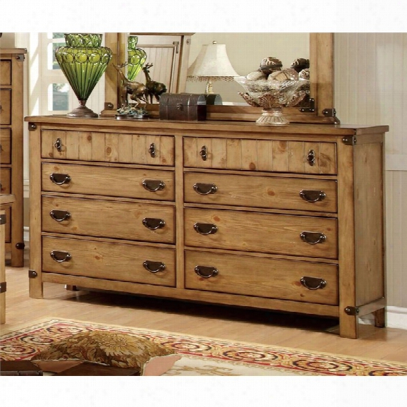 Furniture Of America Sesco 8 Drawer Dresser In Burnished Pine