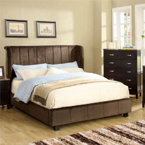 Furniture Of America Trichtone Padded King Bed In Dark Brown