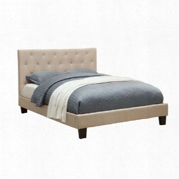 Furniture Of America Verin King Tufted Platform Bed In Ivory