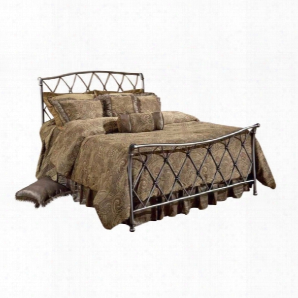 Hillsdale Silverton Metal Sleigh Bed In Brushed Silver Finish-full