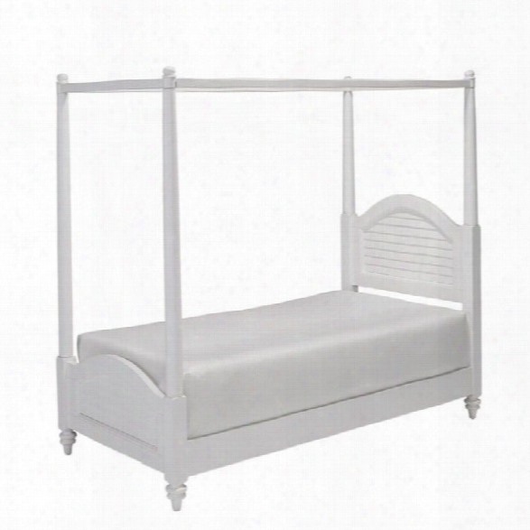 Home Styles Bermuda Wood Twin Canopy Bed In White