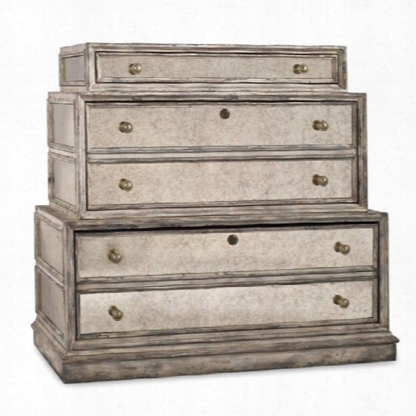 Hooker Furniture Mirrored 3-drawer Lateral File In Weathered Gray