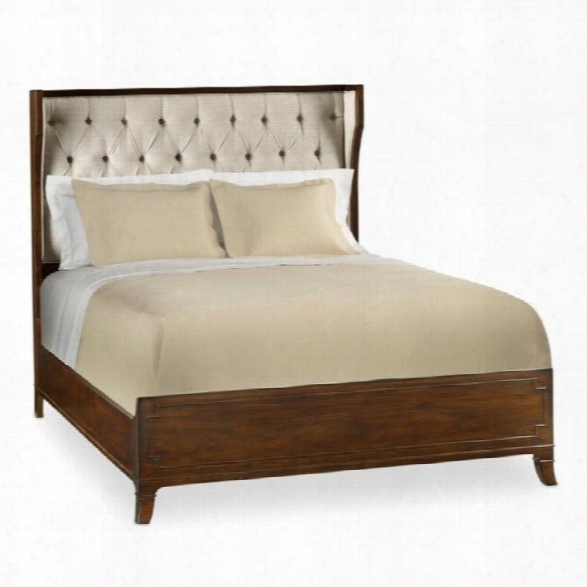 Hooker Furniture Palisade Upholstered Shelter Bed In Walnut And Taupe-queen