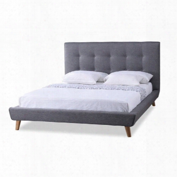 Jonesy Upholstered King Platform Bed In Gray