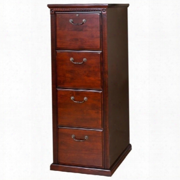 Kathy Ireland Home By Martin Huntington Club 4-drawer Vertical Fil In Vibrant Cherry