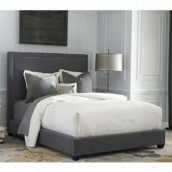 Liberty Furniture Linen Fabric Upholstered King Panel Bed In Dark Gray