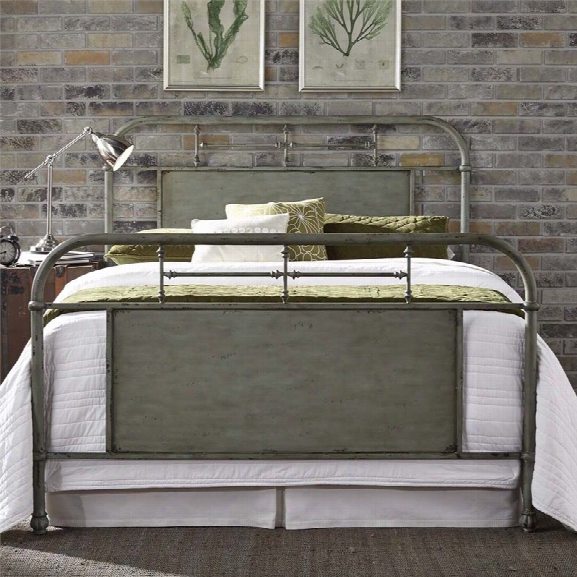 Liberty Furniture Vintage King Metal Bed In Distressed Green