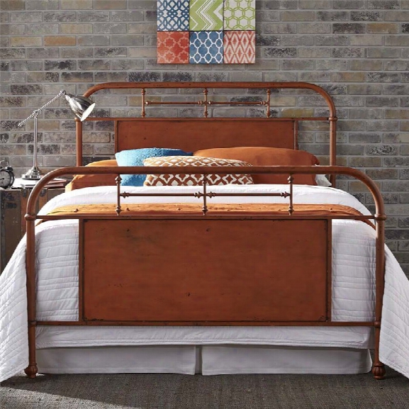 Liberty Furniture Vintage King Metal Bed In Distressed Orange