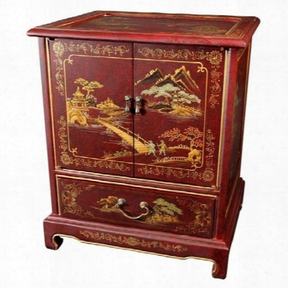 Oriental Furniture Japanese End Table In Red