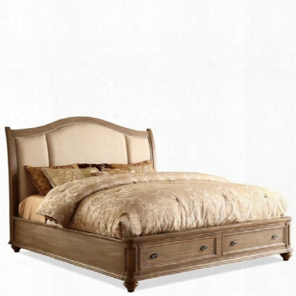 Riverside Furniture Coventry Upholstered Storage Sleigh Bed In Driftwood-queen